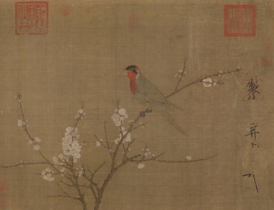 Five-Colored Parakeet on a Blossoming Apricot Tree by Emperor Huizong
